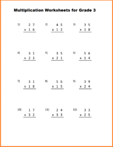 Multiplication Worksheets for Grade 3 PDF