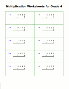 Multiplication Worksheets for Grade 4