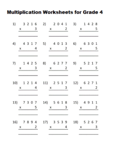Multiplication Worksheets for Grade 4 with Pictures