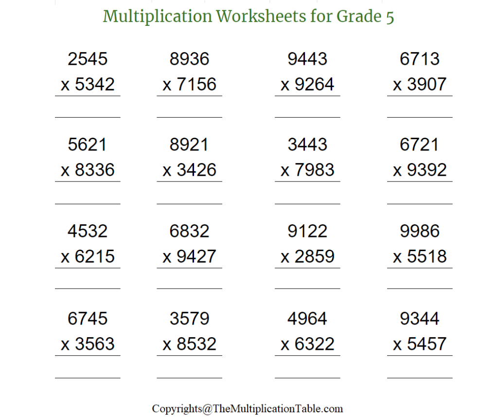 Printable Multiplication Worksheet for Grade 5 With Pictures Printable Multiplication Worksheet for Grade 5 With Pictures